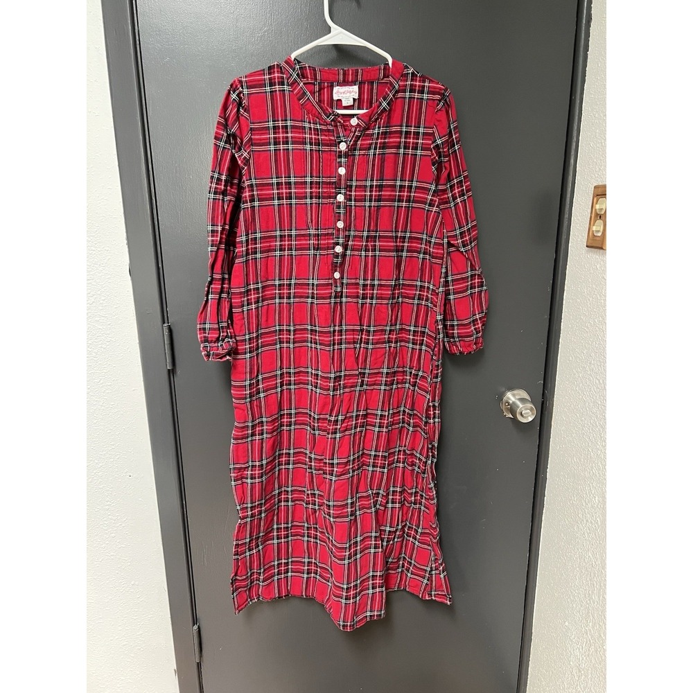 Lanz of Salzburg Red Plaid Flannel Nightgown Size S Womens